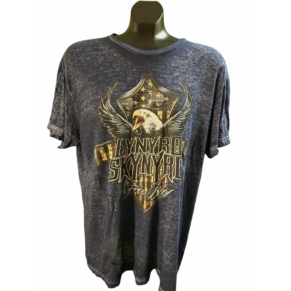 Lynyrd Skynyrd Free Bird Burnout Graphic T-Shirt Blue Size Medium Rock Band Tee